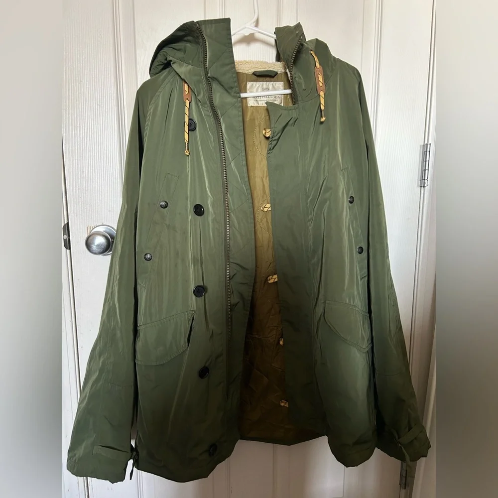 Scotch & Soda Olive Hooded Raincoat - Picture 1 of 8